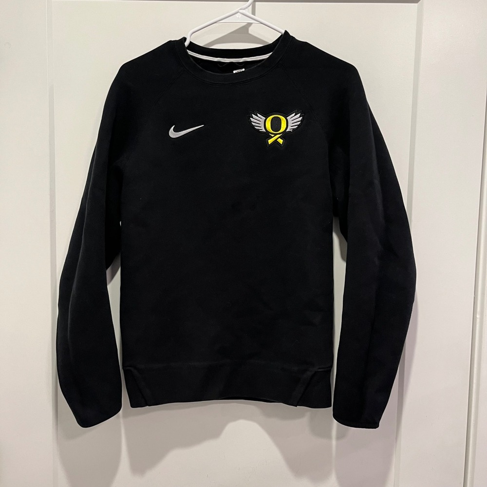 Nike Oregon Ducks Flight + Fight Sweatshirt Black Mens Small Crewneck Raglan